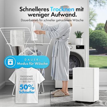 Електричний осушувач повітря VonHaus 20л/24г з Wi-Fi, для підвалу та кімнат до 20м², з таймером та шланг для зливу, сумісний з Alexa & Google Home