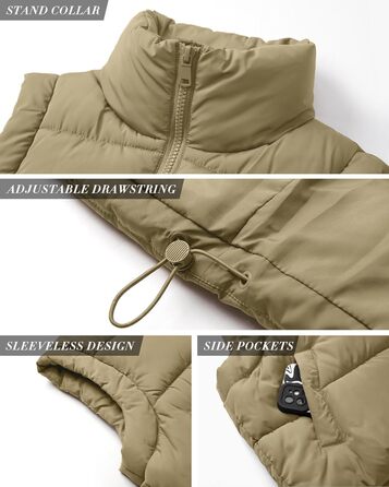 Жіноча укорочена пухова жилетка Polu, хакі, з коміром-стійкою, утеплена, легка, базова (S)