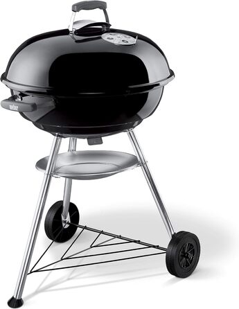 Гриль Weber Compact Kettle 47 см, чорний, кришка, комплект із чохлом для вугільних грилів (57 см), кулеподібний