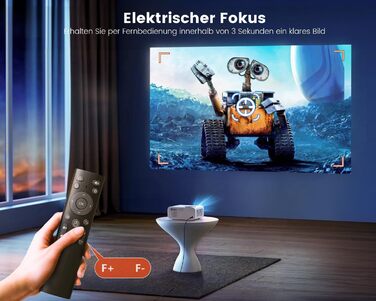 Beamer 25000Lumen 1080P/4K Android TV з автотрапецеїдним виправленням, електричним фокусом, WiFi, Bluetooth, для iPhone/Android/Tablet, білий