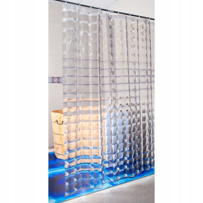 Штора для душу Duschy 180×200 см, прозора, з 3D-ефектом 