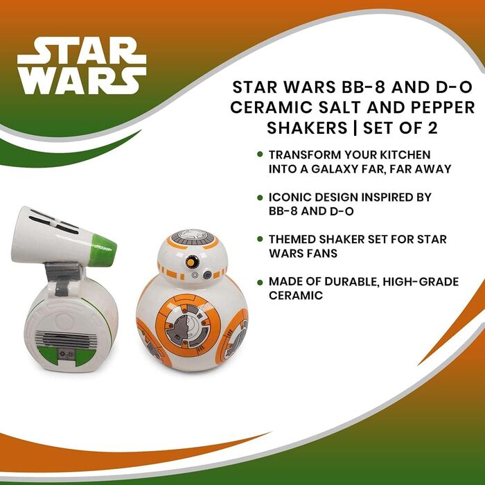 Star Wars BB-8 and D-O Ceramic Salt and Pepper Shakers | 2-Piece Set