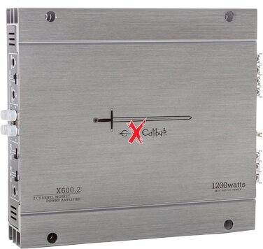 Excalibur X600.2 – автомобільний підсилювач 2-канальний, 2×600 Вт MOSFET, Hi-Fi, автопідсилювач з бас-бустом, 1200 Вт максимум, 2 Ом, змінна частотна фільтрація
