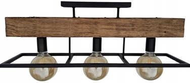 Люстра-ліхтар у стилі лофт з масивною дерев'яною балкою, дерево та метал