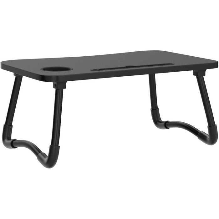 Стіл для ноутбука в ліжко, складаний, портативний: стіл для читання, піднос для сніданку, стіл для ноутбука, з тримачем для напоїв, 60 x 40 см, чорний