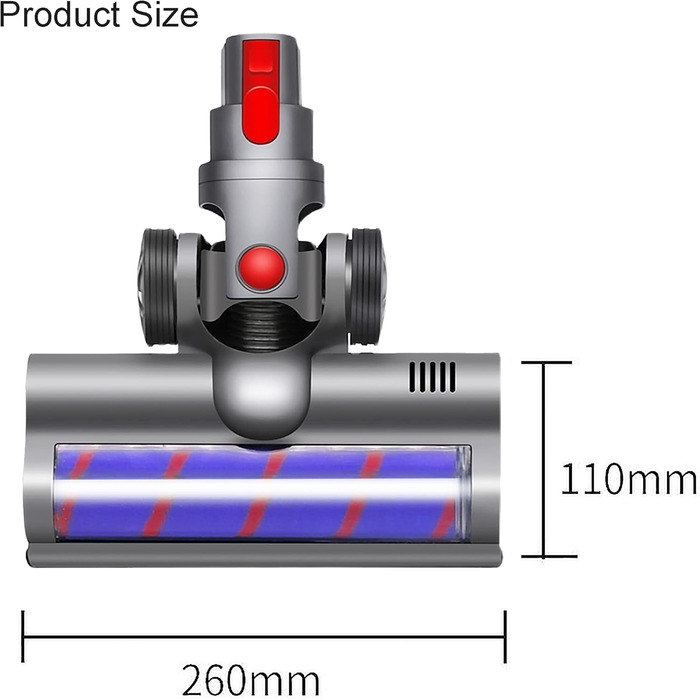 Електрична турбо-щітка Italdos для пилососів Dyson V7 V8 V10 V11 V12 V15 з LED-підсвічуванням та великими колесами