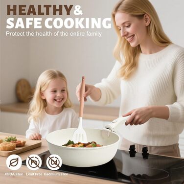 Набір посуду Numola 10 предметів: каструлі та сковорідки з антипригарним покриттям, знімні ручки, керамічний набір посуду для індукційних плит, кемпінгу, сумісний з посудомийною машиною