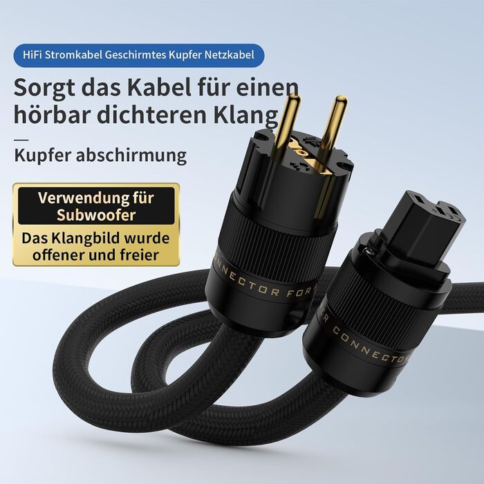 Hi-Fi мережевий кабель Tertullus High End C15 для аудіотехніки, роз'єм Schuko та C15, 1м (P104-c15)