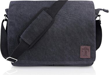 TRAVANDO Laptop Bag 14-16 Inch Laptop Bag Men's Shoulder Bag Canvas Sailcloth Messenger Bag Short Trip Bag Messenger Bag Men for Work School Leisure Notebook Bag (Black)