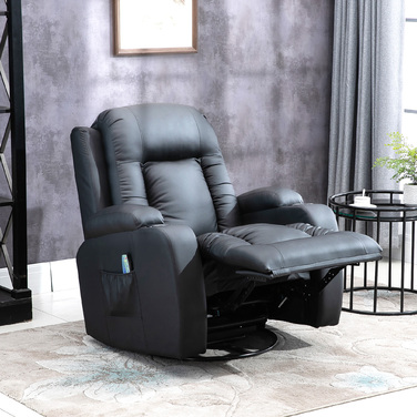 HOMCOM Massage Chair, Recliner Chair, Heated Recliner Chair, TV Recliner with Reclining Function, Recliner Chair with Remote Control, Black | Aosom