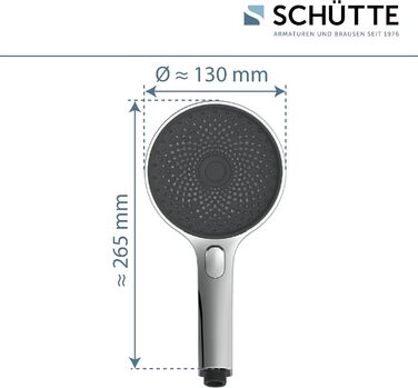 SCHÜTTE Handshower SAMOA RAIN | Jet Stream Technology | Showerhead with over 300 nozzles | 3 adjustable spray patterns | Anti-limescale showerhead for the shower | White (Chrome)