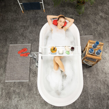 Relaxdays Полиця для ванної біла шухляда