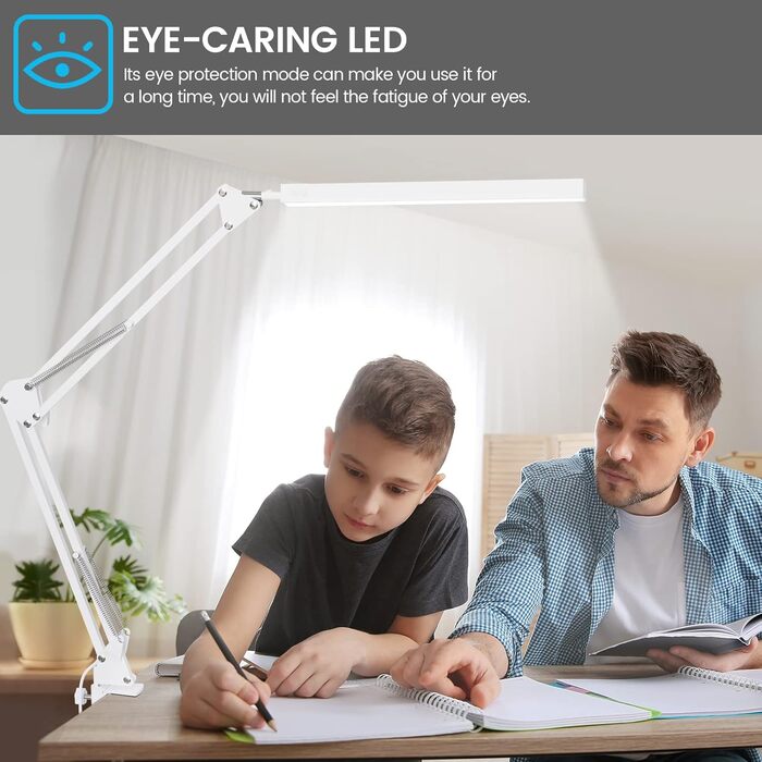 Лампа настільна SKYLEO з регулюванням яскравості - настільна лампа з кліпсою, захист очей, 3 режими, 10 рівнів яскравості, чорна