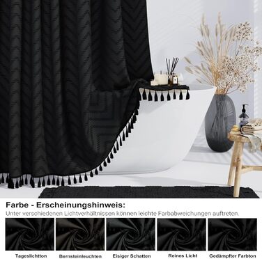 Штора для душу BTTN 180x180 см, Бохо, бежева з китицями, водонепроникна, з гачками (1 шт)