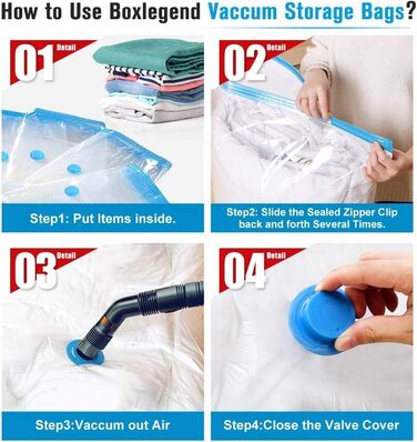 BoxLegend Vacuum Bags, 15-Piece Storage Bags, Travel Bags, Thicker Vacuum Clothes Bags 1XXL+2XL+5L+5M+2S Reusable for Clothing, Comforters, Bedding, Pillows, Wool Blankets, Curtains