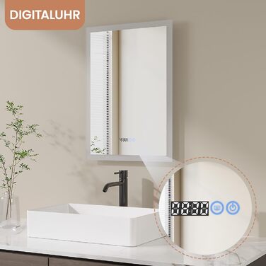 Дзеркало для ванної кімнати AQUABATOS з підсвічуванням 100x70 см LED, антизапар, сенсорне керування, 3 кольори світла, регулювання яскравості