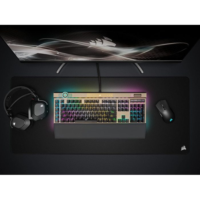 Механічна ігрова клавіатура Corsair K100 RGB Midnight Gold з перемикачами Cherry MX Low Profile, Bluetooth, сумісна з iCUE, QWERTZ DE, чорна
