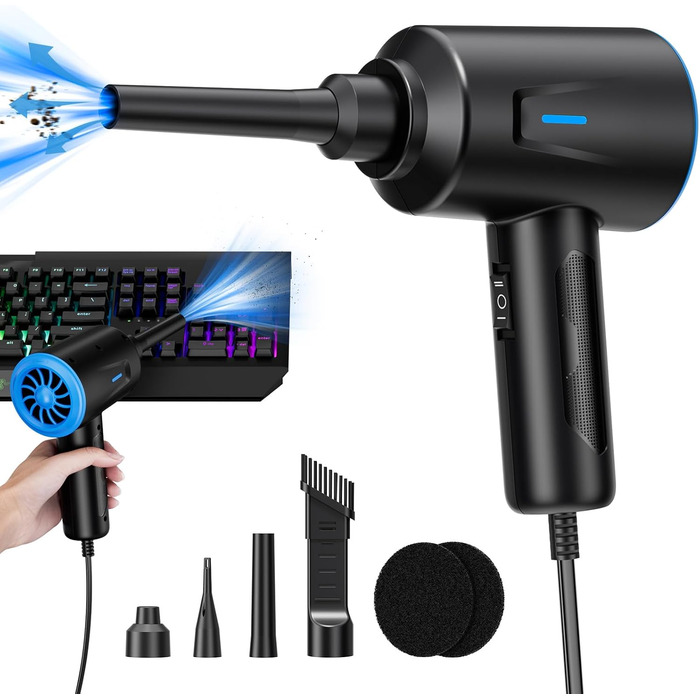 Електричний пилосос для очищення поверхонь - 500W, 5.74oz, комплект для ноутбука, клавіатури, авто, офісу (блакитний)