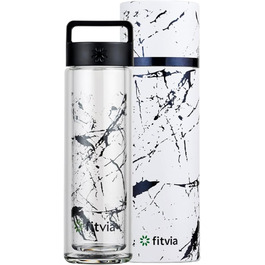 Термопляшка Fitvia 380 мл, чорна з малюнком 