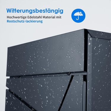 Поштовий ящик Bobodeco Dreispitz антрацит RAL 7016 з оглядовим вікном та газетницею, замок