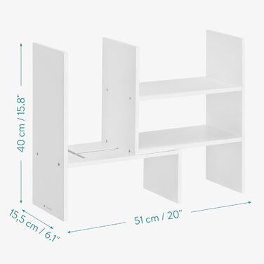 Navaris Acacia Desk Organizer 64x15.5x40 - Desk Shelf Organization System Adjustable - Corner Shelf for Kitchen Office Bathroom Shelf Attachment - Natural (White)