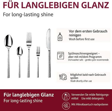 Набір столових приборів 60 предметів з нержавіючої сталі на 12 осіб – елегантний полірований набір, придатний для миття в посудомийній машині, стійкий до корозії. Для вишуканого сервірування столу вдома та на свята (Модель 5)