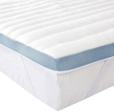 Amazon Basics Memory Foam Mattress Topper with Straps, 140 x 200 cm, 5 cm Height, White