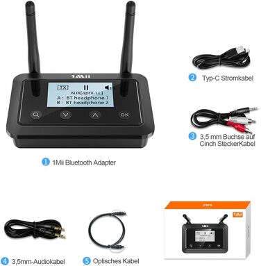 HiFi Bluetooth адаптер 1Mii B03Pro+ з підтримкою LDAC, передавач та приймач для телевізора та стереосистем