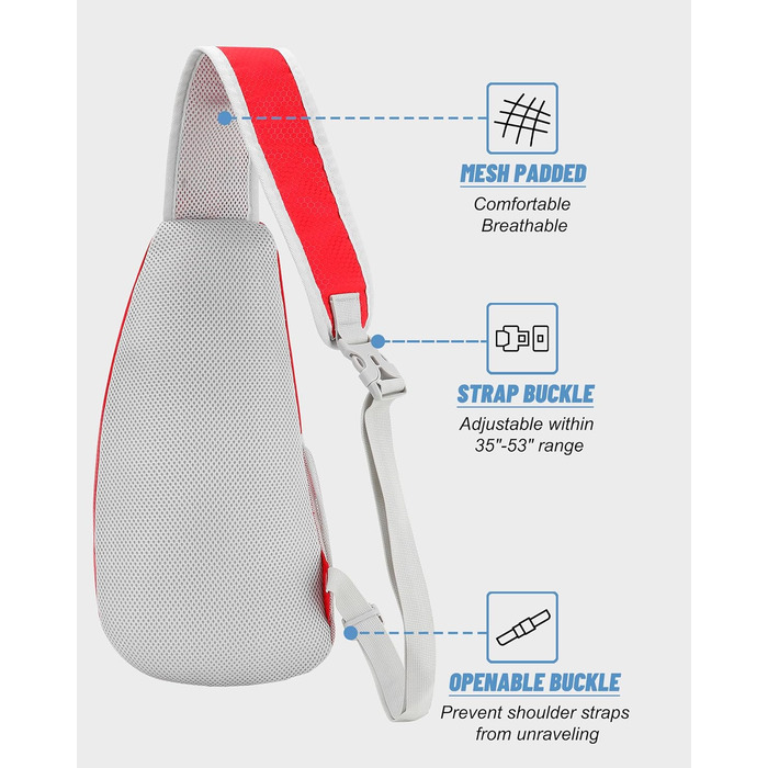 Сумка через плече Brusttasche для чоловіків та жінок, легка водонепроникна сумка через плече для подорожей, прогулянок, активного відпочинку, спорту. Червона