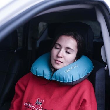 Надувна подушка для шиї HIKENTURE, Ultralight Travel Pillow – зручна подушка для подорожей, літака, авто, поїзда (Турквіс)