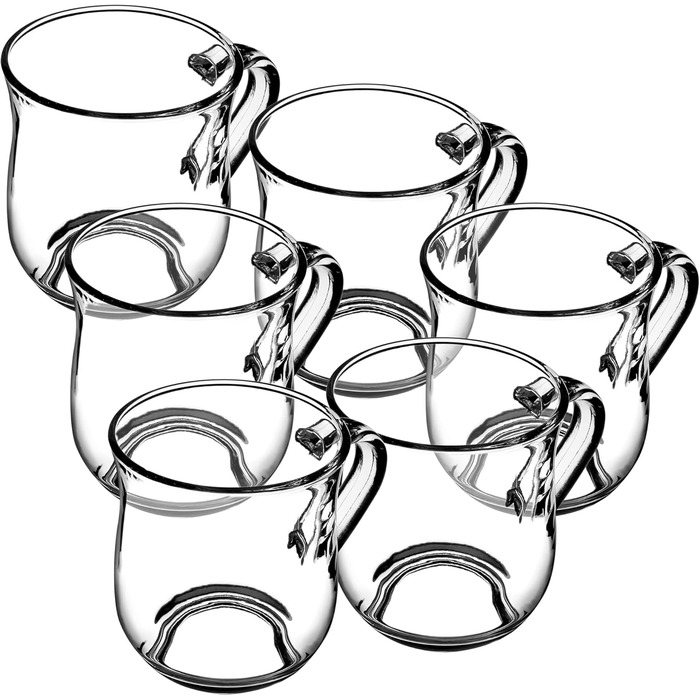 Набір склянок KADAX для чаю та кави (6 шт., 320 мл) - скляні чашки з ручкою для гарячих та холодних напоїв