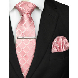 Чоловіча краватка та нагрудна хустинка JEMYGINS в клітинку (темно-зелений, рожевий)