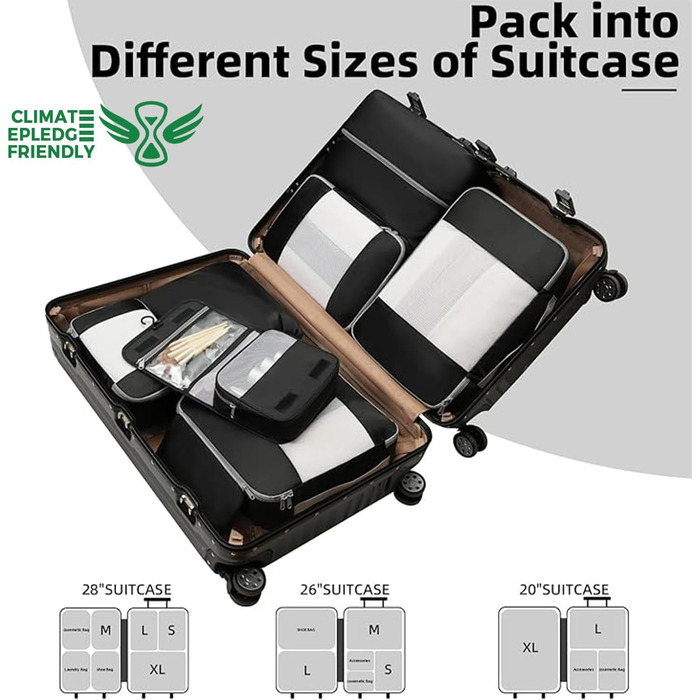 Набір органайзерів для подорожей BAGAIL (10 шт.) – Matcha Green. Організатори для валіз, ручної поклажі.