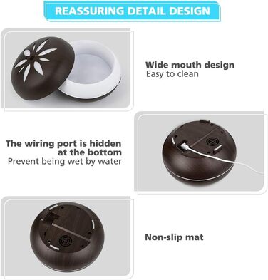 Дифузор ароматної олії GeeRic 550мл з таймером, ультразвуковий зволожувач повітря, ароматерапія, 7 кольорів LED, дерев'яний корпус