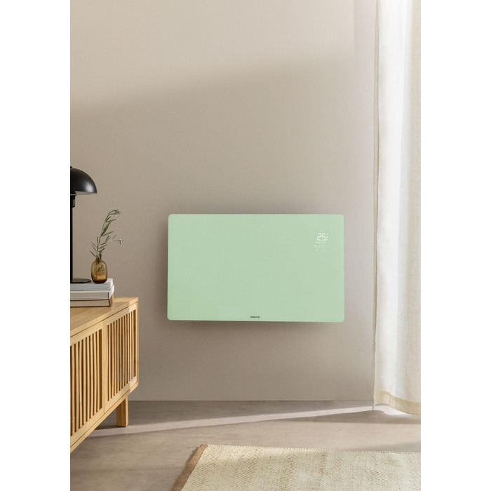 Електричний конвектор CREATE/WARM Crystal 2000W з Wi-Fi, LED-сенсорне управління, 2 режими (2000W), пастельно-зелений