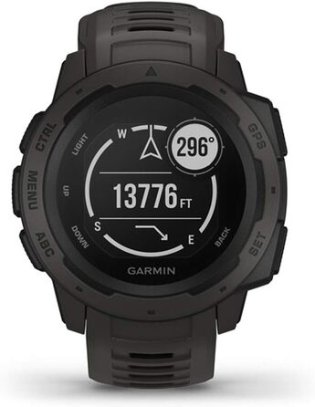 Garmin Instinct - водонепроникний GPS-годинник зі спортивними та фітнес-функціями. Вимірювання частоти серцевих скорочень на зап'ясті, фітнес-трекер та сповіщення зі смартфона. Багато моделей на вибір, ремінець чорний