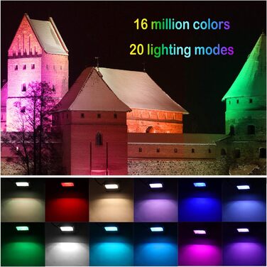 ChangM RGB LED Flood Light 30W 4 Pack Bluetooth APP Control 16 Million Colors Smart LED Floodlights, IP66 Outdoor Floodlights Waterproof LED Floodlights, Garden Mood Lighting (Bluetooth 2 pack)