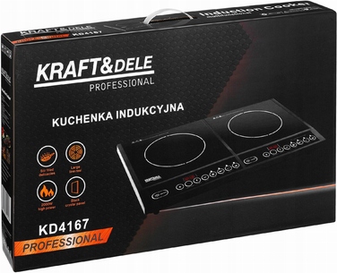 Індукційна плита Kraft&Dele на 2 конфорки, склокераміка, 2000 Вт