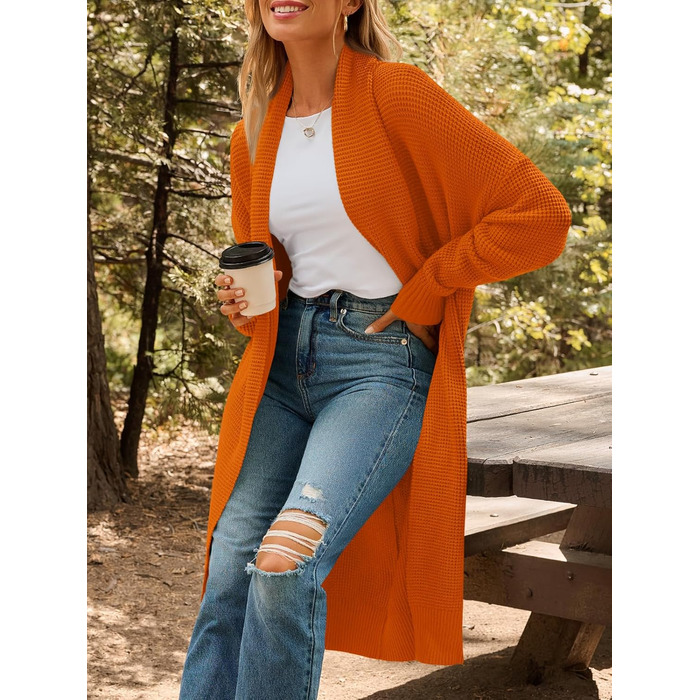 Жіноча в'язана кардиган LILLUSORY, великий розмір, відкритий спереду, зимовий, оранжево-червоний (Sunset Chevron)