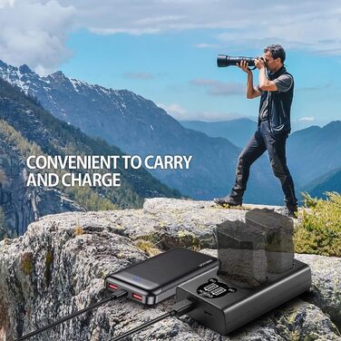 Зарядний пристрій ENEGON NP-FZ100 20W з подвійним акумулятором для Sony Alpha (A7, A9, FX3, A6000 серія) з LCD-дисплеєм