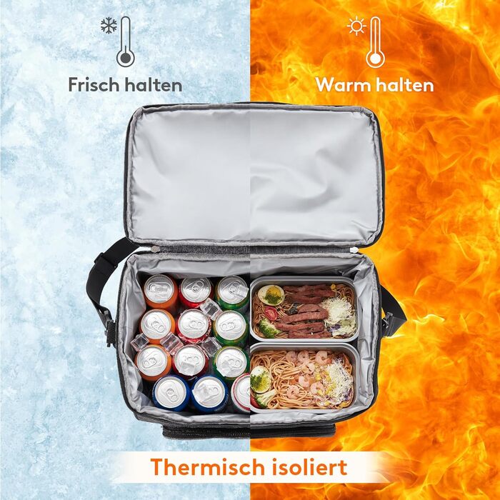 Термосумка Lifewit 30L для пікніка, пляжу, роботи та подорожей (темно-сірий)