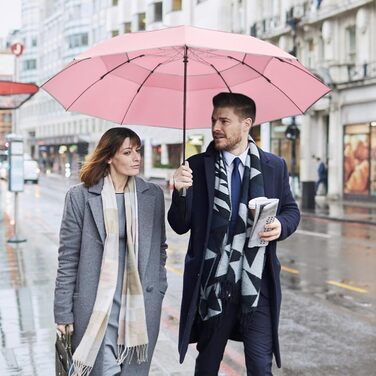 G4Free Парасолька велика, 137 см, для гольфу, подвійний купол, 10 спиць, складана, вітростійка, автоматична, рожева