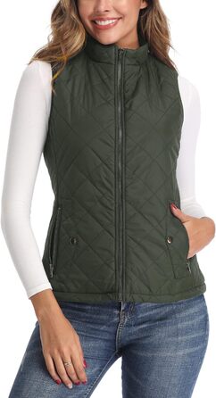 Жіноча легка куртка Longking з блискавкою, без рукавів, топ, кофта, для активного відпочинку (L, хакі)