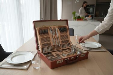 Набір столових приборів SATIN 72 предмети з нержавіючої сталі на 12 осіб (виделки, ложки, ножі) у кейсі