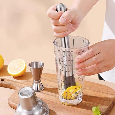 Stainless Steel Cocktail Mix Set - 14 Piece Bartender Kit with Bamboo Stand - Professional Cocktail Shaker Set - Perfect Gift