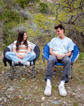 Крісло для кемпінгу KingCamp Moonchair XXL - зручне, м'яке, для відпочинку на природі, риболовлі, саду, балконі. Макс. вантажопідйомність 205 кг, з підстаканником та високою спинкою.