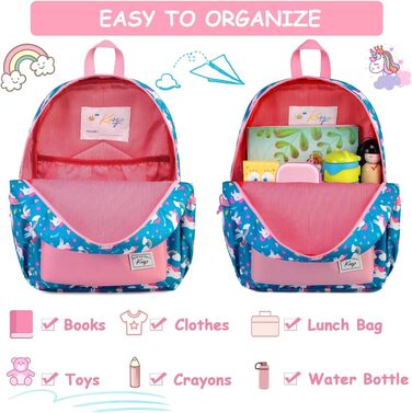 Дитячий рюкзак для дівчаток та хлопчиків, 1 клас, 6-8 років, водонепроникний, 13 літрів, 29x12x38 см (Блакитний Єдиноріг)