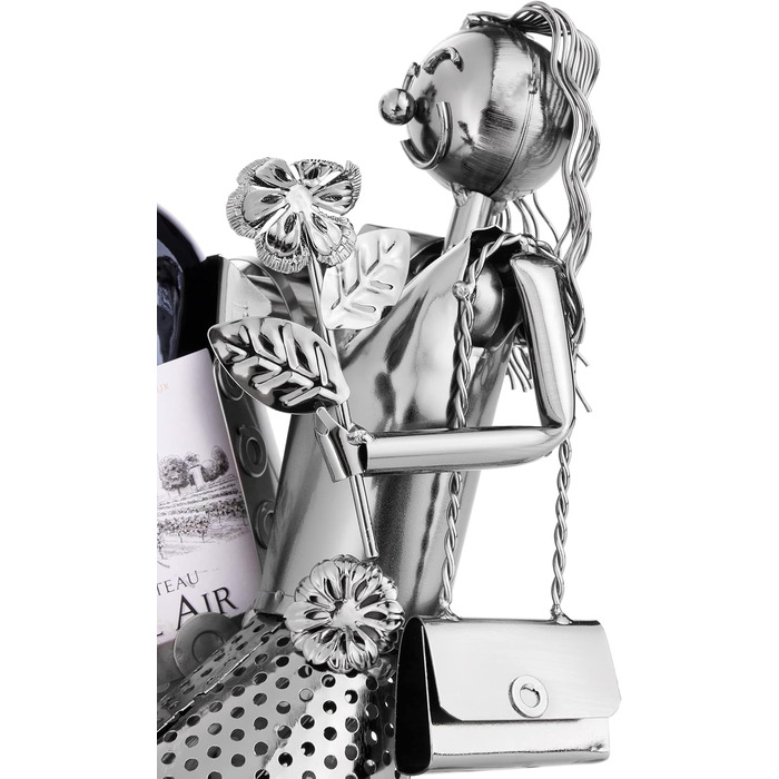BRUBAKER Bottle Holder, Loving Couple Metal Sculpture with Gift Card