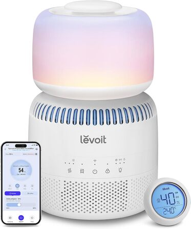 Левіт 19dB: Розумний зволожувач повітря з автовимкненням, датчиком вологості та аромадифузором для дитячої кімнати, спальні, рослин. Об'єм 3л, поворотна на 360°