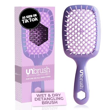 Щітка для волосся FHI Heat UNbrush: безболісне розчісування для всіх типів волосся, сухих та мокрих. DuoFlex-щітинки, антистатичні, легка, з вентиляцією. Колір: блакитний (лавандовий, темно-фіолетовий)